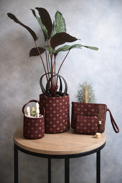 Nanda Handcrafted 2 in 1 String Hand Bag – Plant Pot Cover Batik Jambi Indonesia - AroidHouse