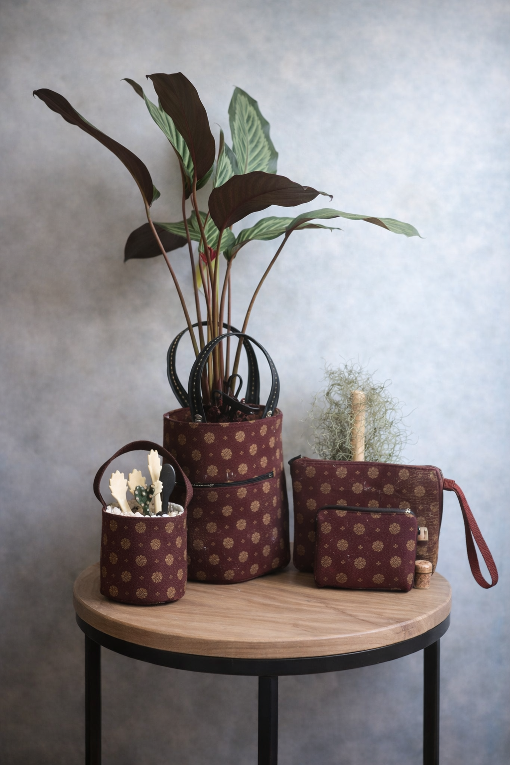 Arsa Handcrafted 2 in 1 String Hand Bag – Plant Pot Cover Batik Jambi Indonesia - AroidHouse